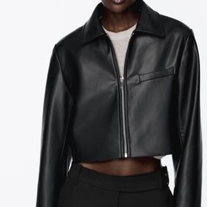 Zara FAUX LEATHER CROP JACKET